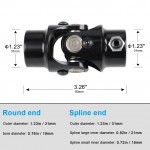 Siwerg Universal U Joint 3/4"-36 Spline x 3/4" Round Single Steering Shaft, 83mm (3-1/4") Working Angle 35°Degree