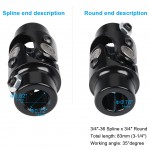 Siwerg Universal U Joint 3/4"-36 Spline x 3/4" Round Single Steering Shaft, 83mm (3-1/4") Working Angle 35°Degree